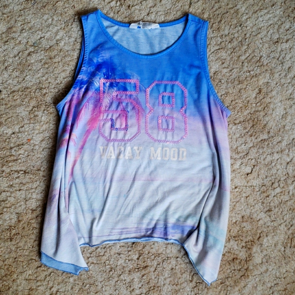 Children's medium blue and pink tank top